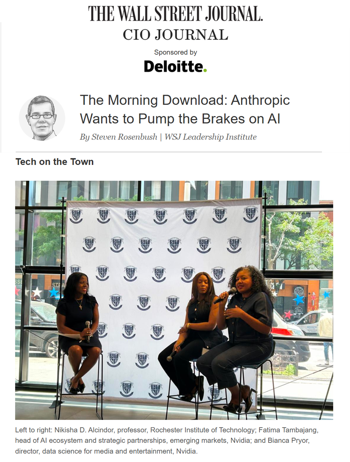 Wall Street Journal CIO Journal panel discussion featuring Nikisha D. Alcindor and NVIDIA leaders